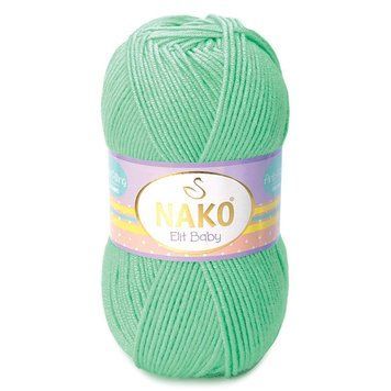 Акриловая пряжа Nako Elit Baby, 10001, цвет мятный TH-09-020 фото