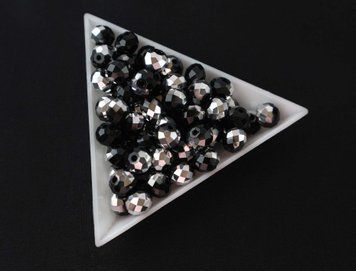 Margele cristal, culoare negru cu argintiu, 6x8mm GB-08-08 foto