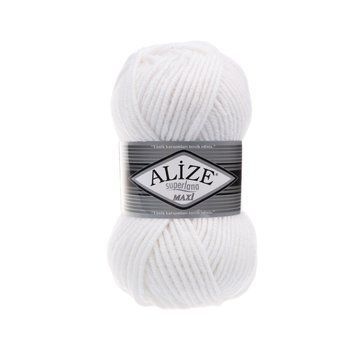 Fire l&acirc;nă ALIZE SUPERLANA MAXI, 55, culoare albă TH-06-004 foto