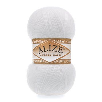 Шерстяная пряжа Alize Angora Gold, 55, цвет белый TH-10-001 фото