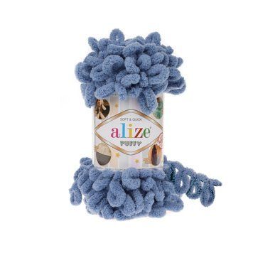 Fire velur Alize Puffy, 374, culoare albastră TH-01-016 foto