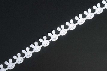 Panglică decorativă, iepurași, culoare albă, lățime, 1.8сm MD8M-010 foto