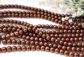 Margele perle, culoare maro, marime 8mm GBP-03 foto