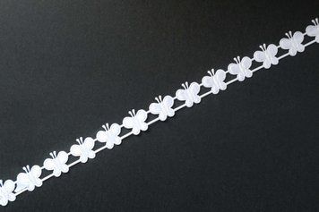 Panglică decorativă, fluturași, culoare albă, lățime, 1.8сm MD8M-014 foto