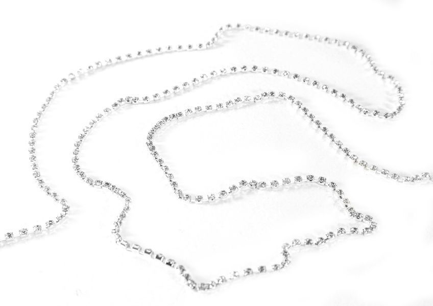 Lant decorativ cu strasuri, culoare argint Fb-CH-06 foto