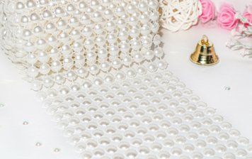 Bandă decorativă din perle, lățime 12cm KR-08 foto