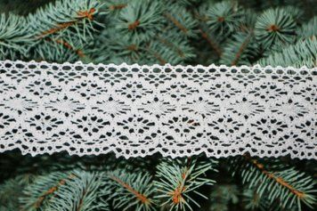 Dantelă bumbac, latime 8cm, culoare albă LR-01-004 foto
